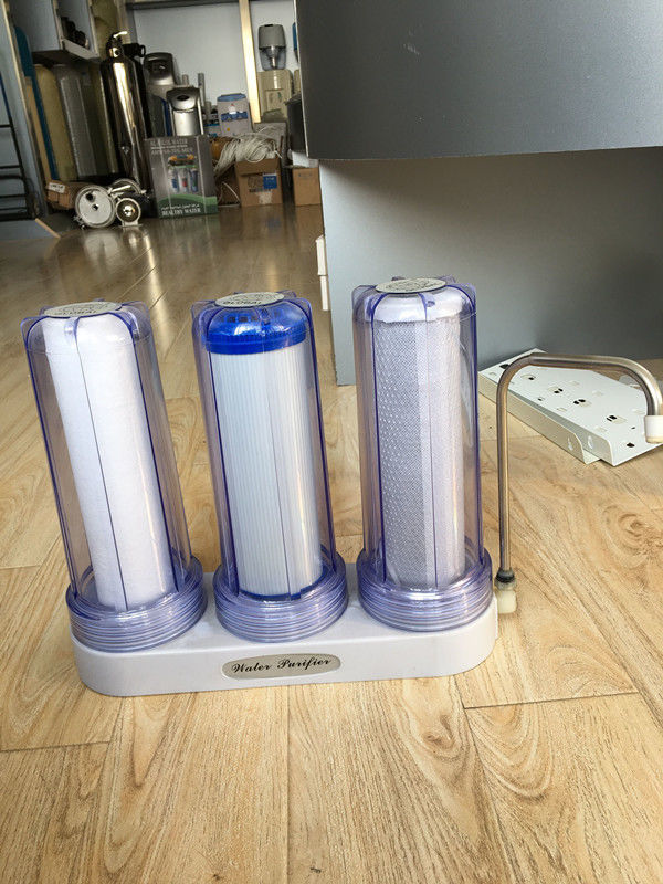 Clear Housing Alkaline Ro Water Filter Triple Filtration Countertop PP Activated Carbon Ceramic